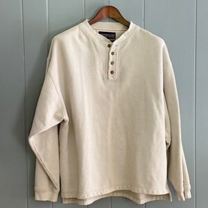Jansport Cream Button-Front Henley Pullover